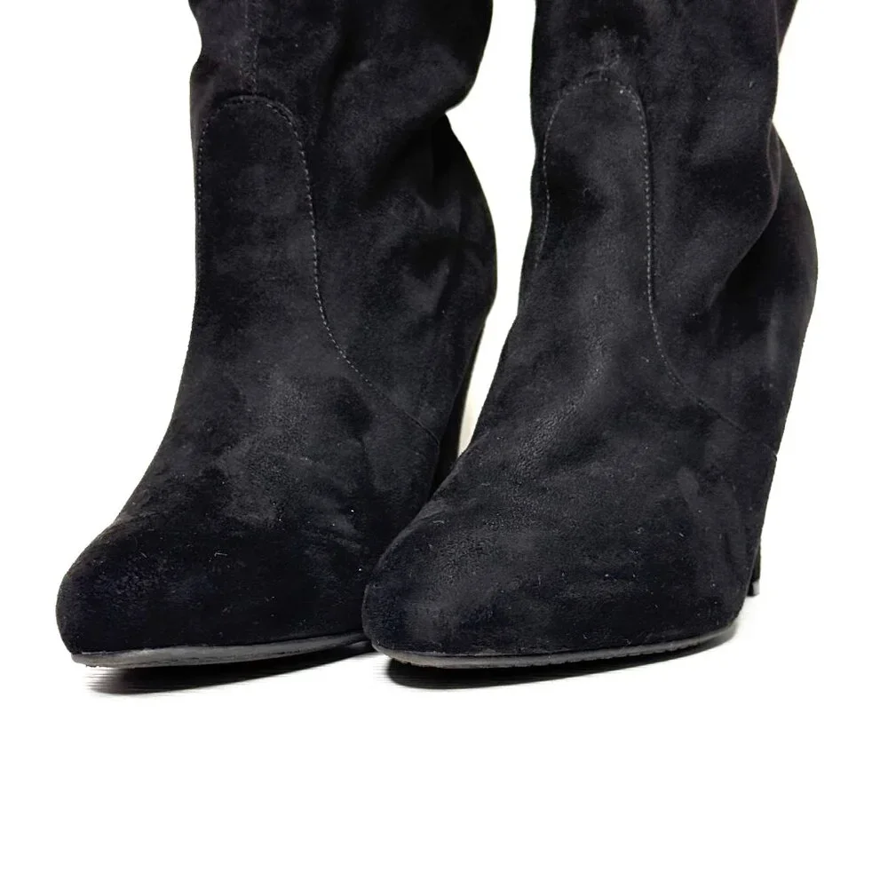Steve Madden Gorgeous Suede Over The Knee High Heel Boots 9 Black